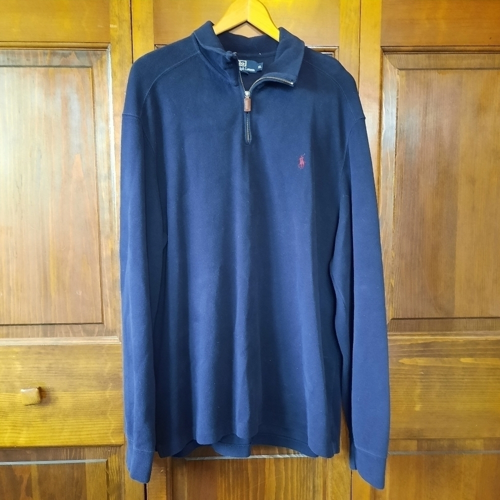 Polo by Ralph Lauren 100% cotton navy blue 1/4 zip pullover sweatshirt Size XL